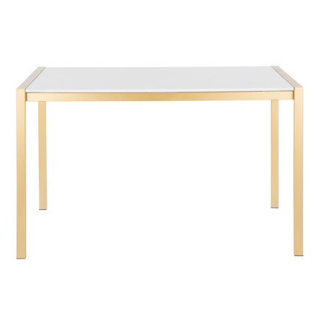 Lumisource Fuji Modern Dining Table in Gold Metal with White Marble Top DT-FUJ4728 AUWM